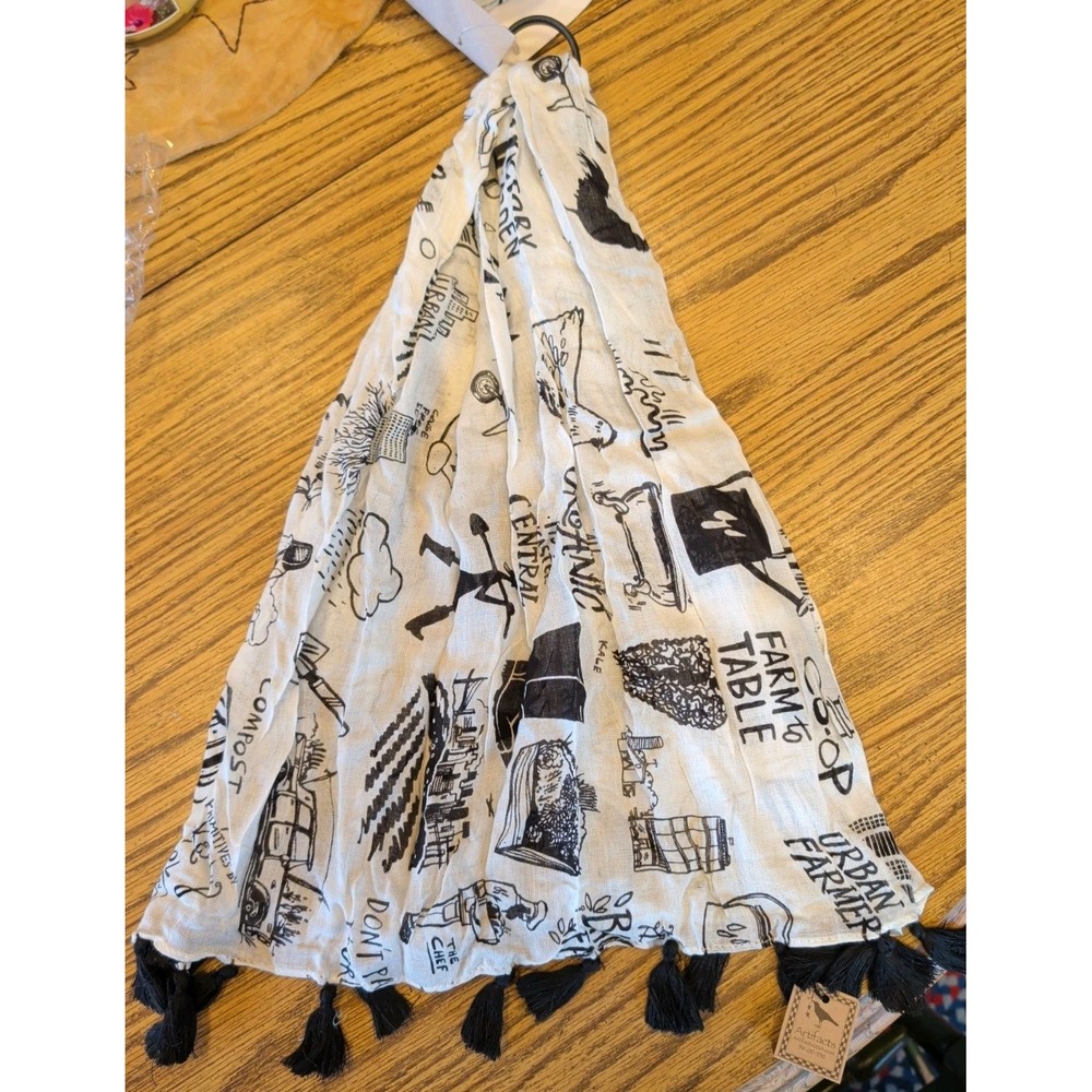 Brand New Country Primitive Design Scarf  Window Fashion Lightweight 80" X 18"